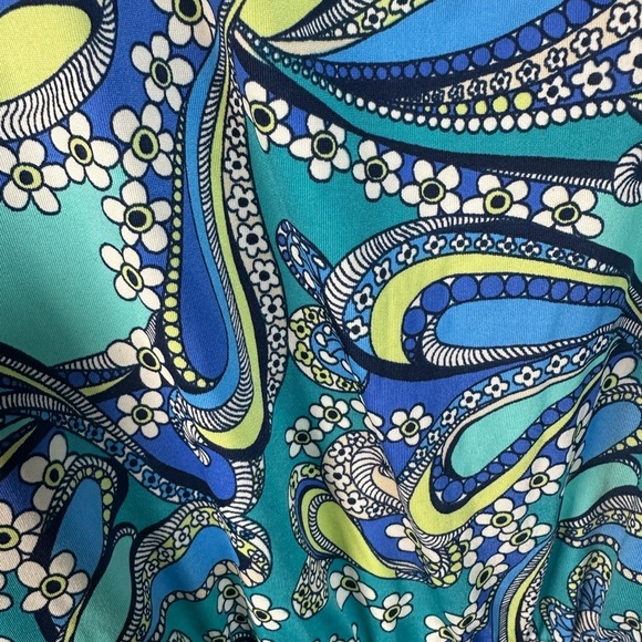 Green and Blue Jumpsuit with Paisley Print and Fitted Bodice Size 1x - Picture 6 of 8